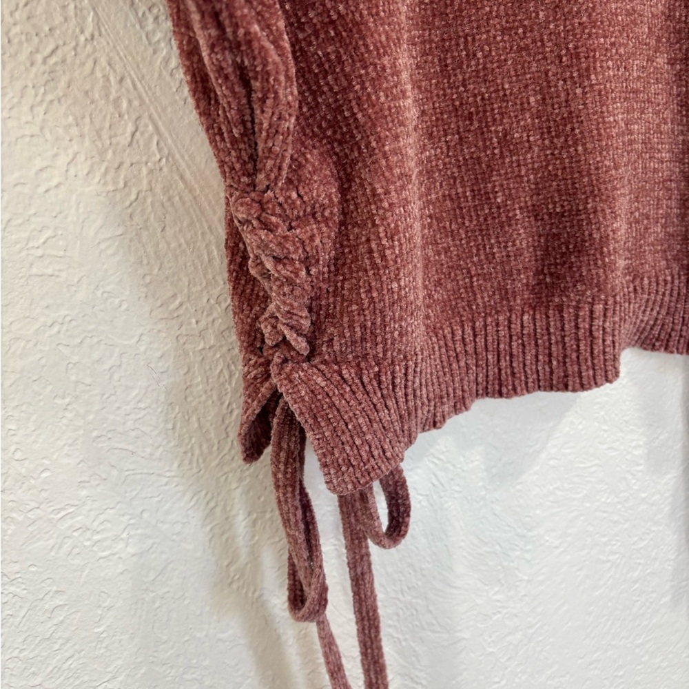 Blush & Bloom Pink Crop Velour Sweater - Picture 5 of 7